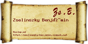 Zselinszky Benjámin névjegykártya